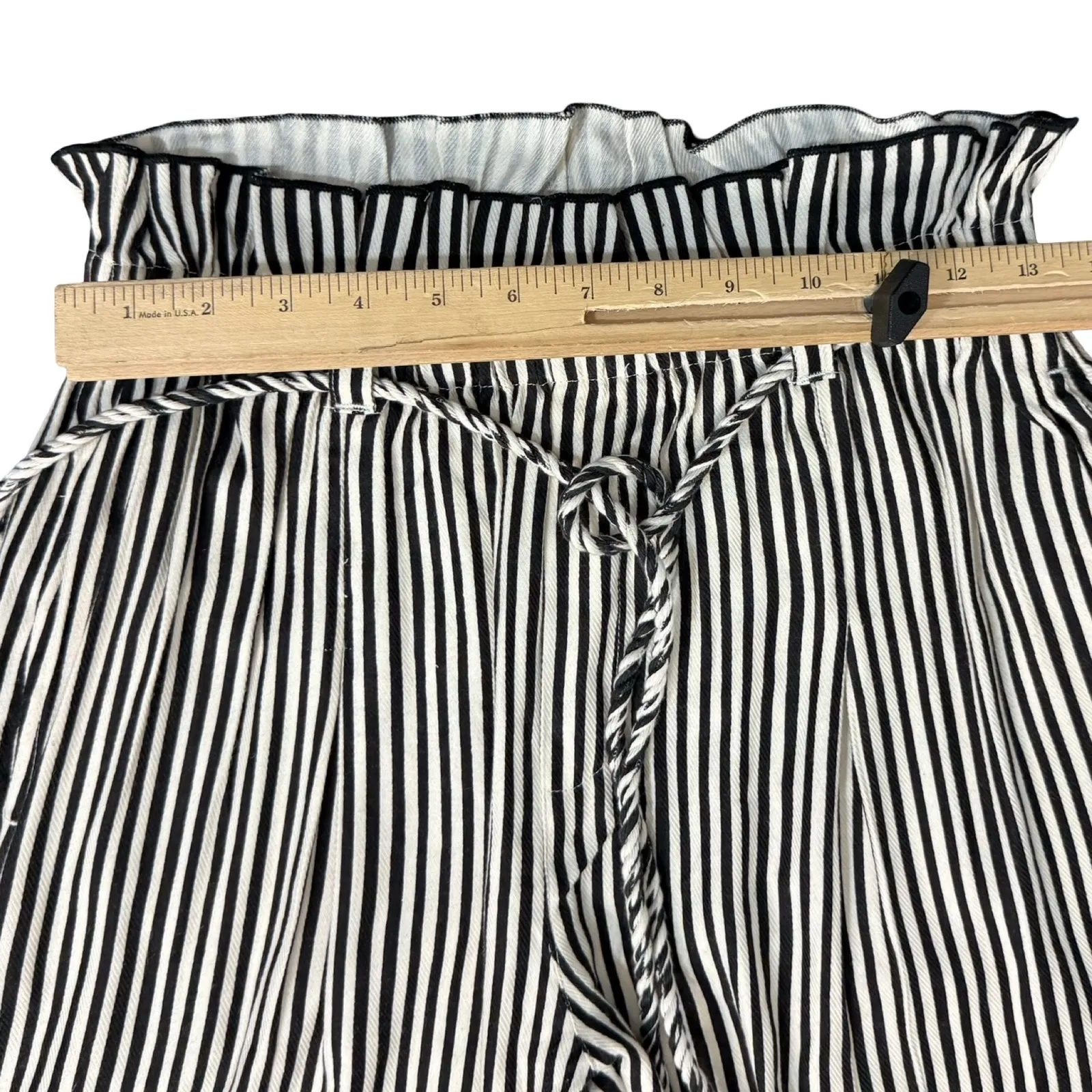 Billabong Black White Striped Desert Adventure Paperbag Pants size M NEW Tags - Image 6