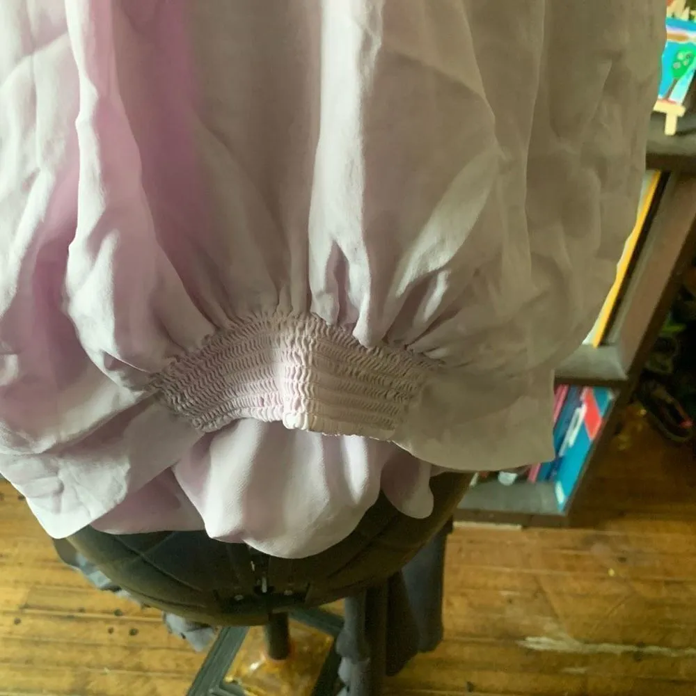 White House Black Market pale pink M barbiecore silk blouse - Image 3