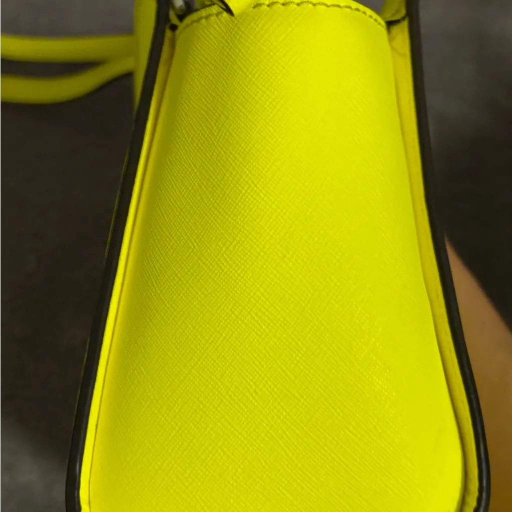 Michael Kors Neon Yellow Selma Saffiano Leather Mini Messenger Bag Crossbody - Image 9