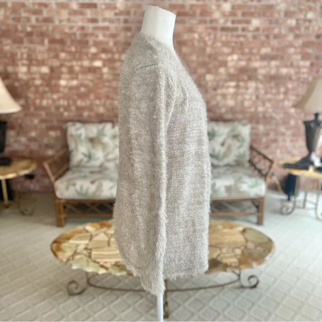 NWT I Jeans by Buffalo Cardigan Fuzzy Sequin Grey Silver Open Front M Party Glam Size M - Image 10
