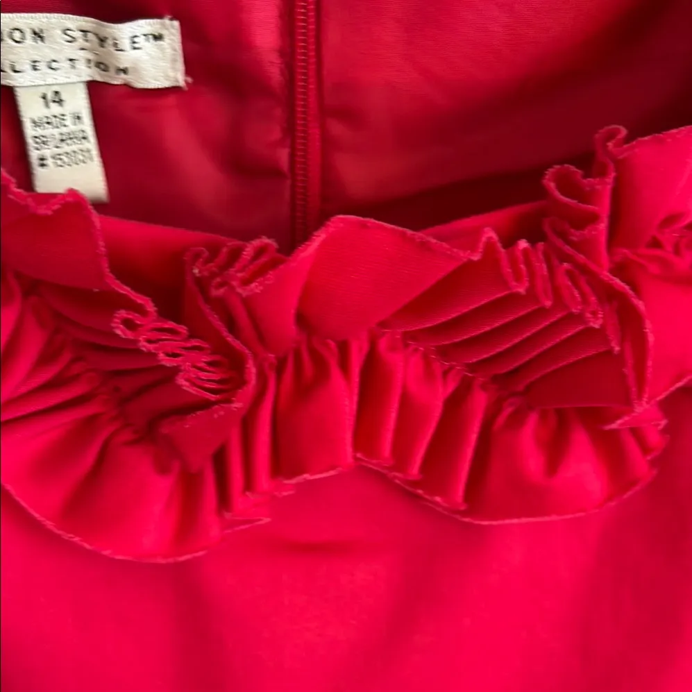 NWT! 💯 London Style Fuchsia Hot Pink Ruched Scoop Neck Midi Dress Size 14 - Image 4