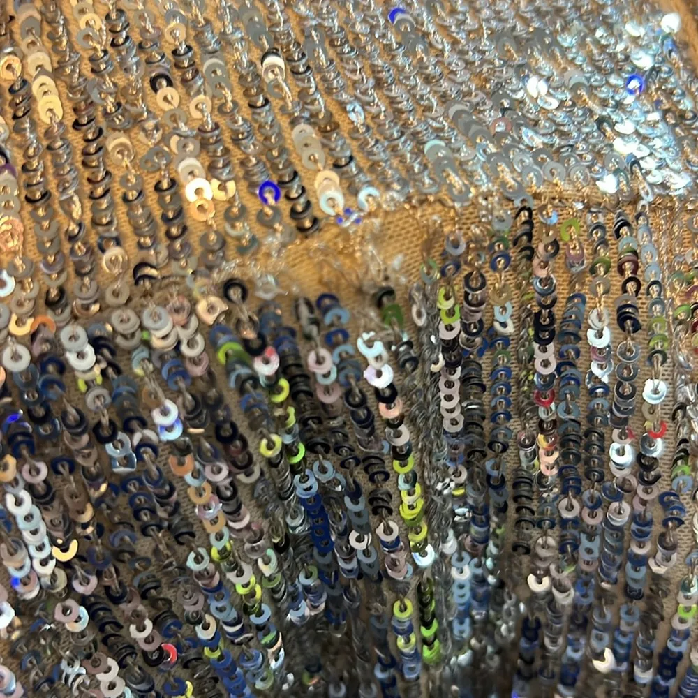 Xscape (with flaws)Size 10 Beige/Tan Underlay Silver Sequin 1 Arm Party … - Image 16