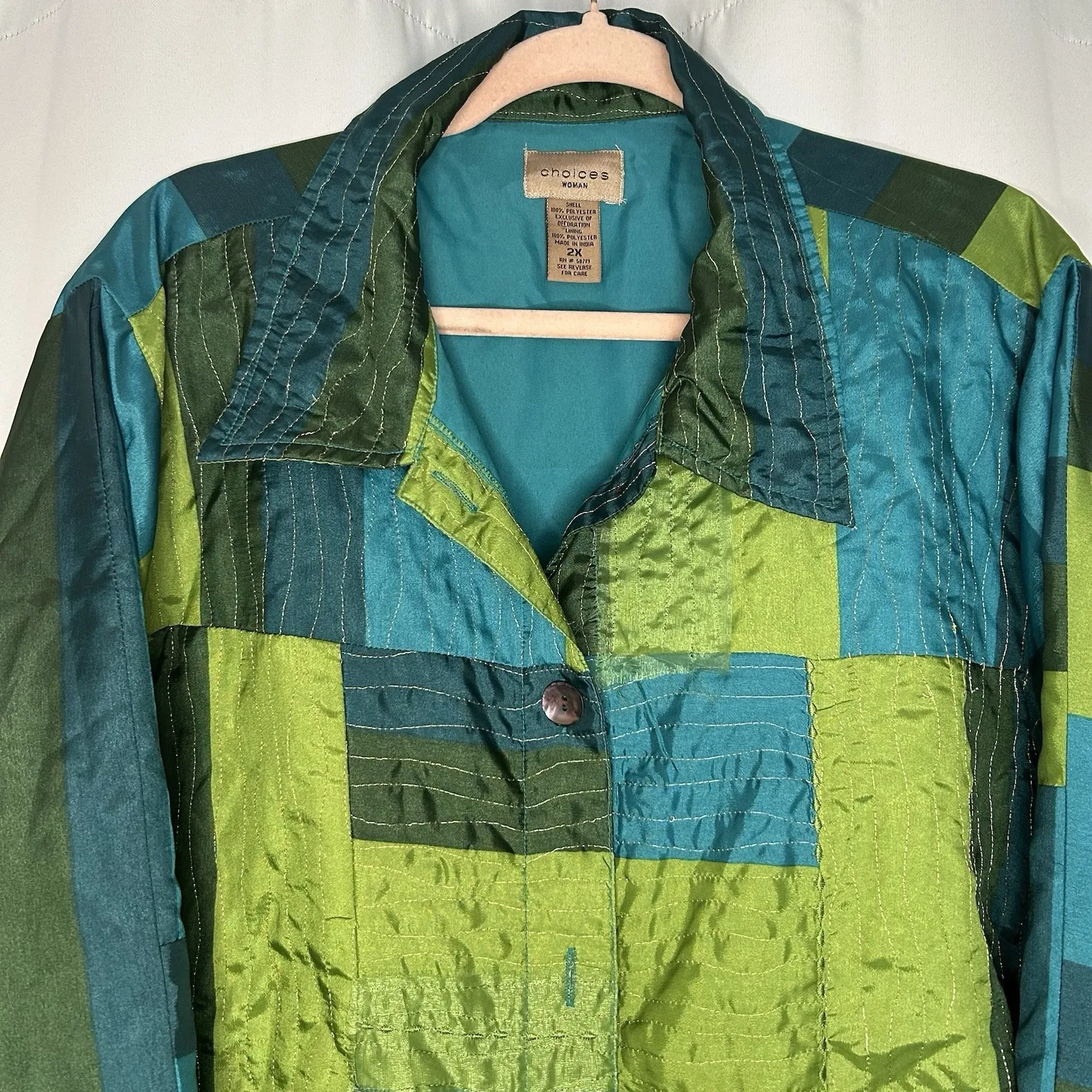 Choices Woman Tunic Women's 2X Boho Embroidered Art to Wear Blue‎ Teal India Size XXL - Image 2