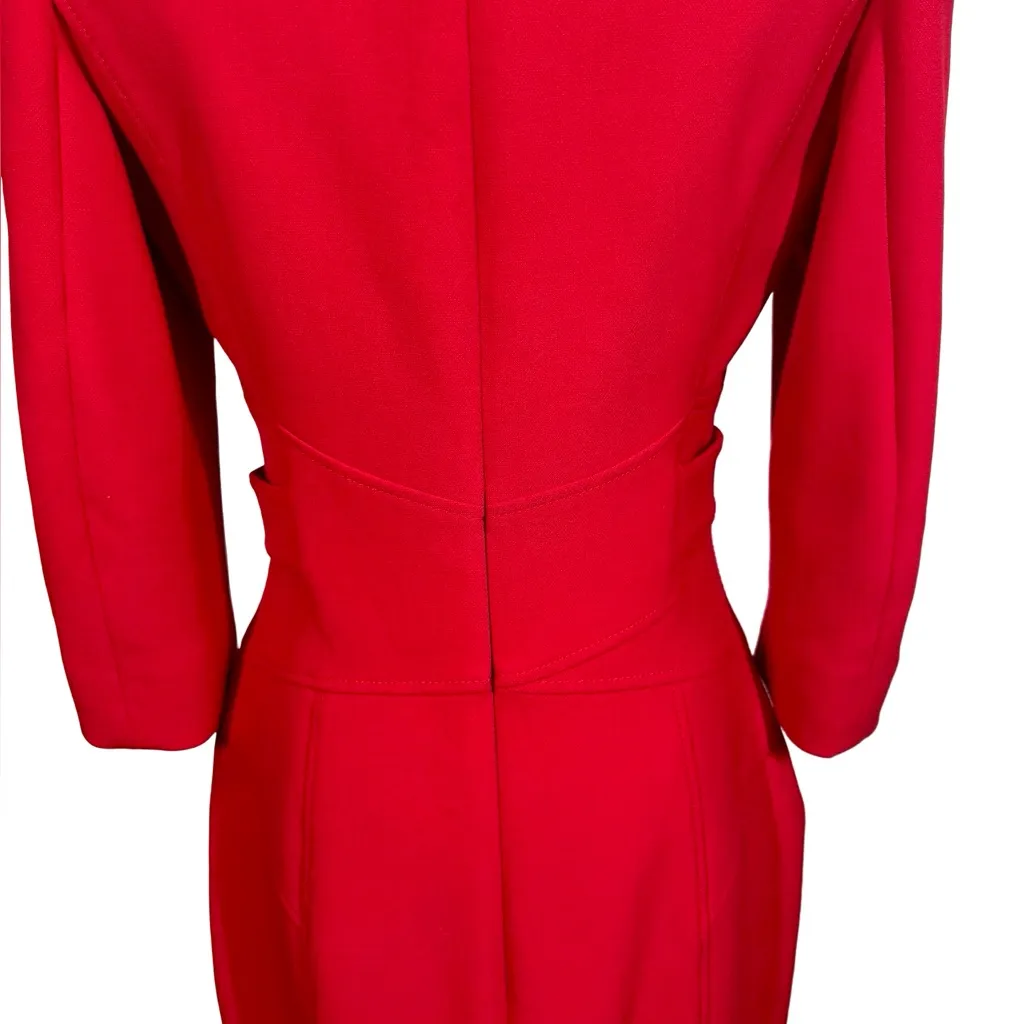 Karen Millen Forever Corset Waist Belted Pencil Midi Dress Red - Image 10