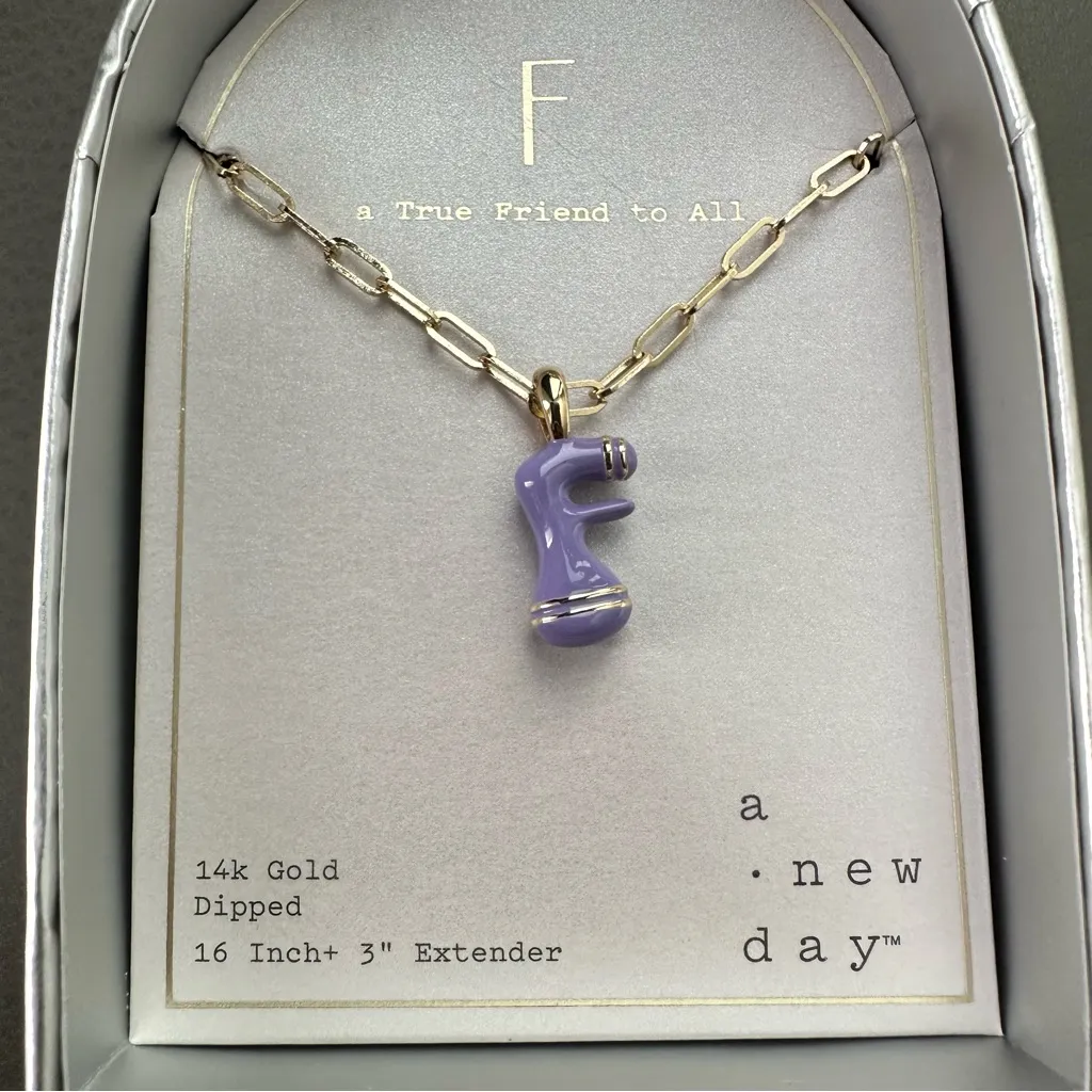 a New Day 14K Gold Dipped Enamel Initial F Pendant Necklace - Image 3