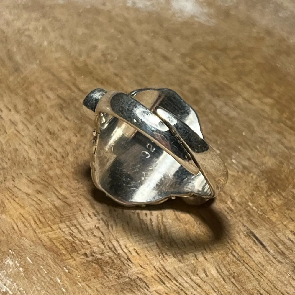 Green Turquoise & Red Coral Filigree 925 Sterling Silver Ring - Image 9