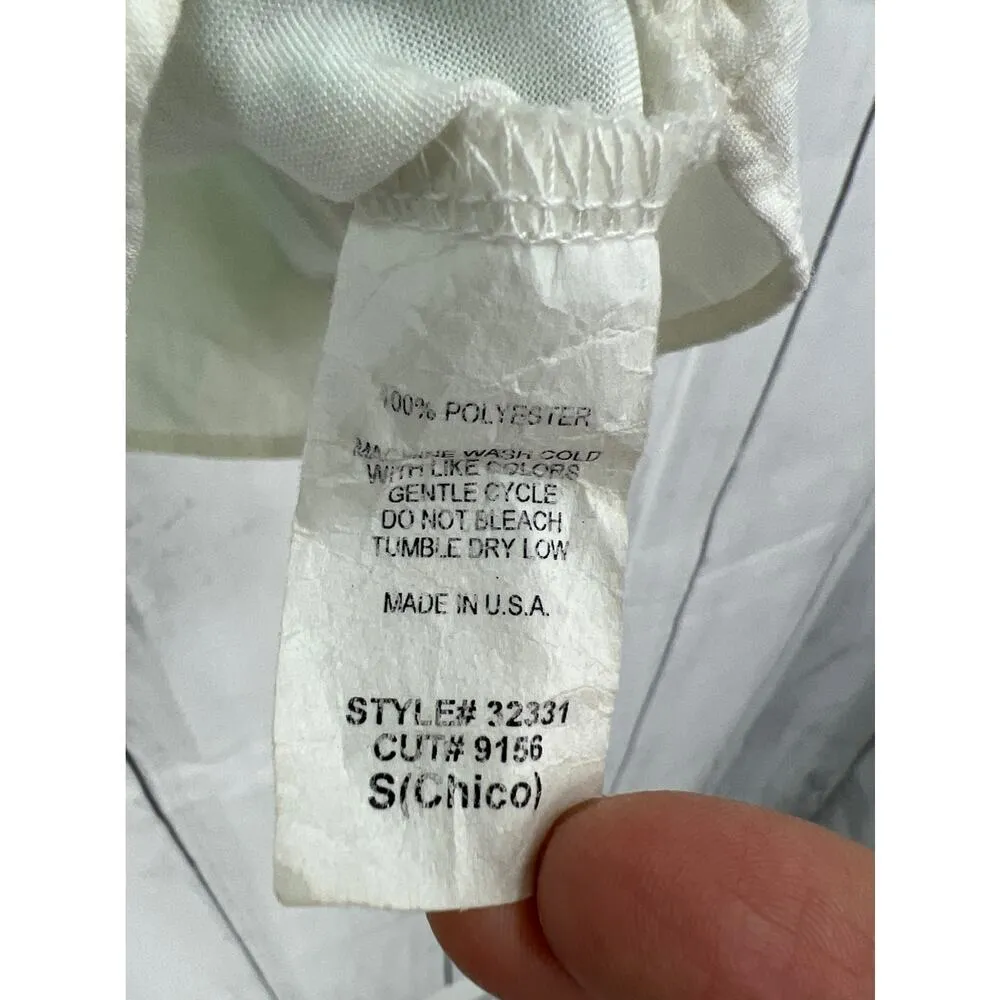 Shelly SMALL American Y2K Blue Cream Floral Coastal Crop Top Blouse - Image 6