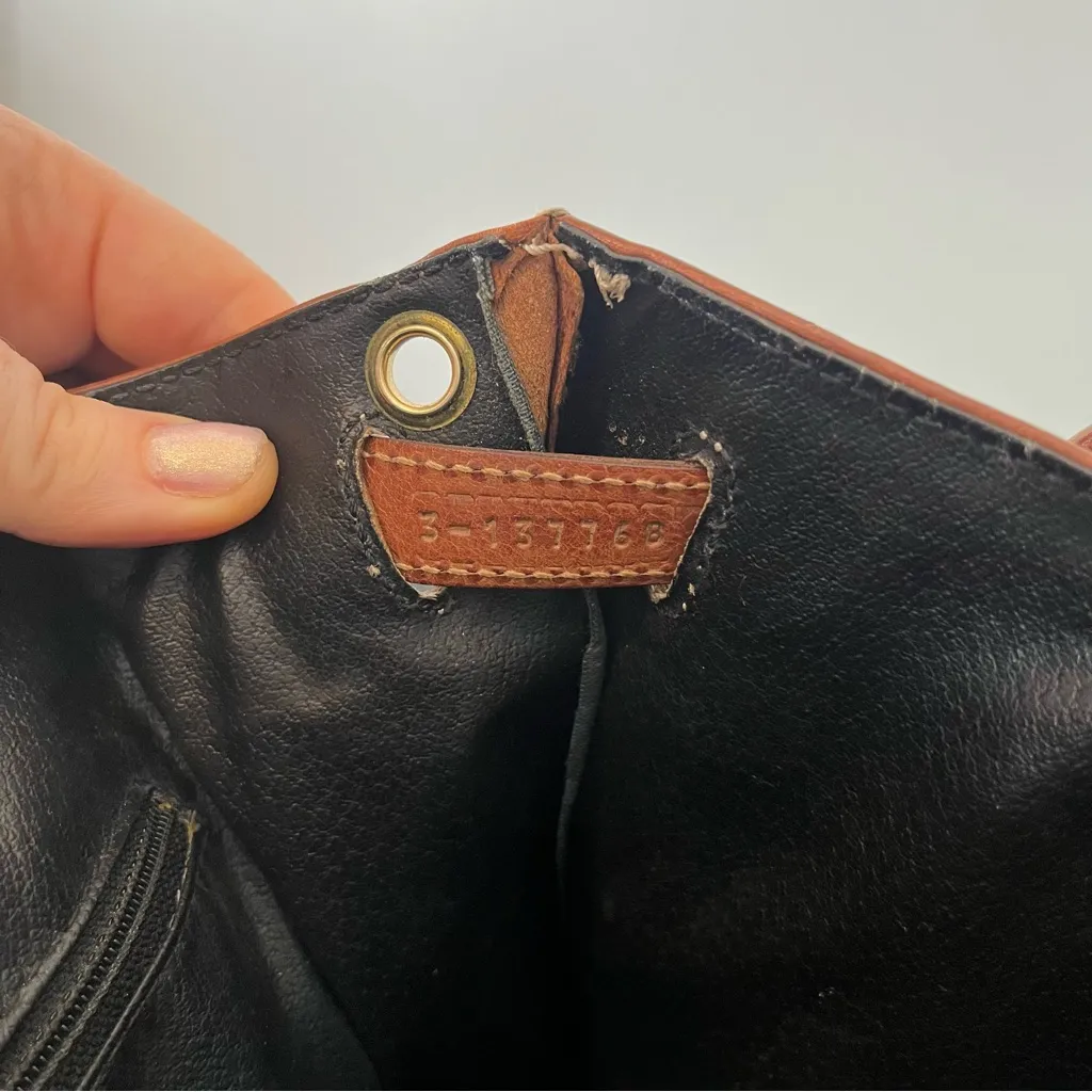 Vintage Pollini Monogram Leather Tote Purse Bag Italy Brown Black Old Money - Image 6