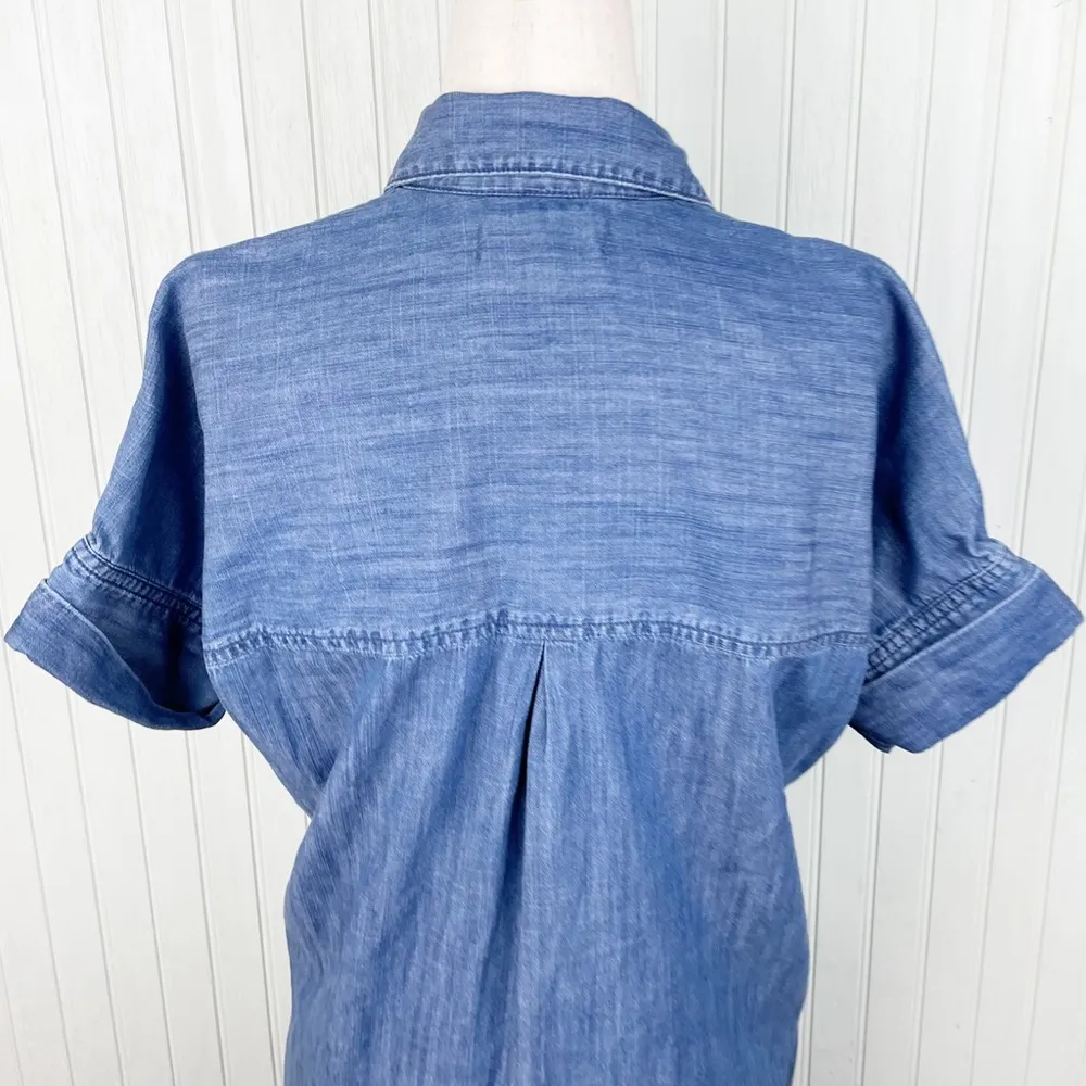 Madewell Blue Denim Drop Hem Mini Shirt Dress in Abbot Wash G5302 Size XXS - Image 8