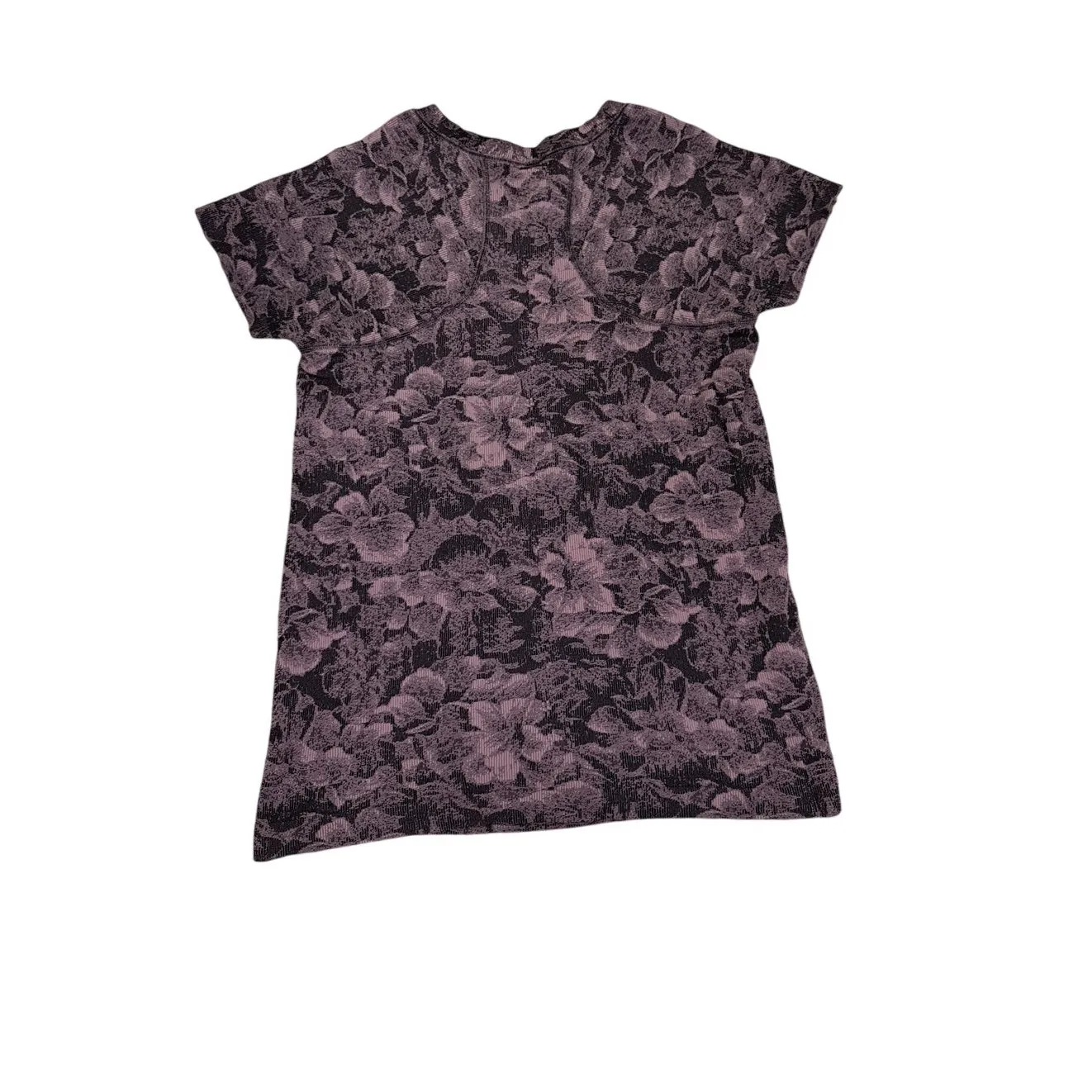 Athleta Speedlight Seamless Floral Athletic Black Pink Short Sleeve Shirt Small - Image 2