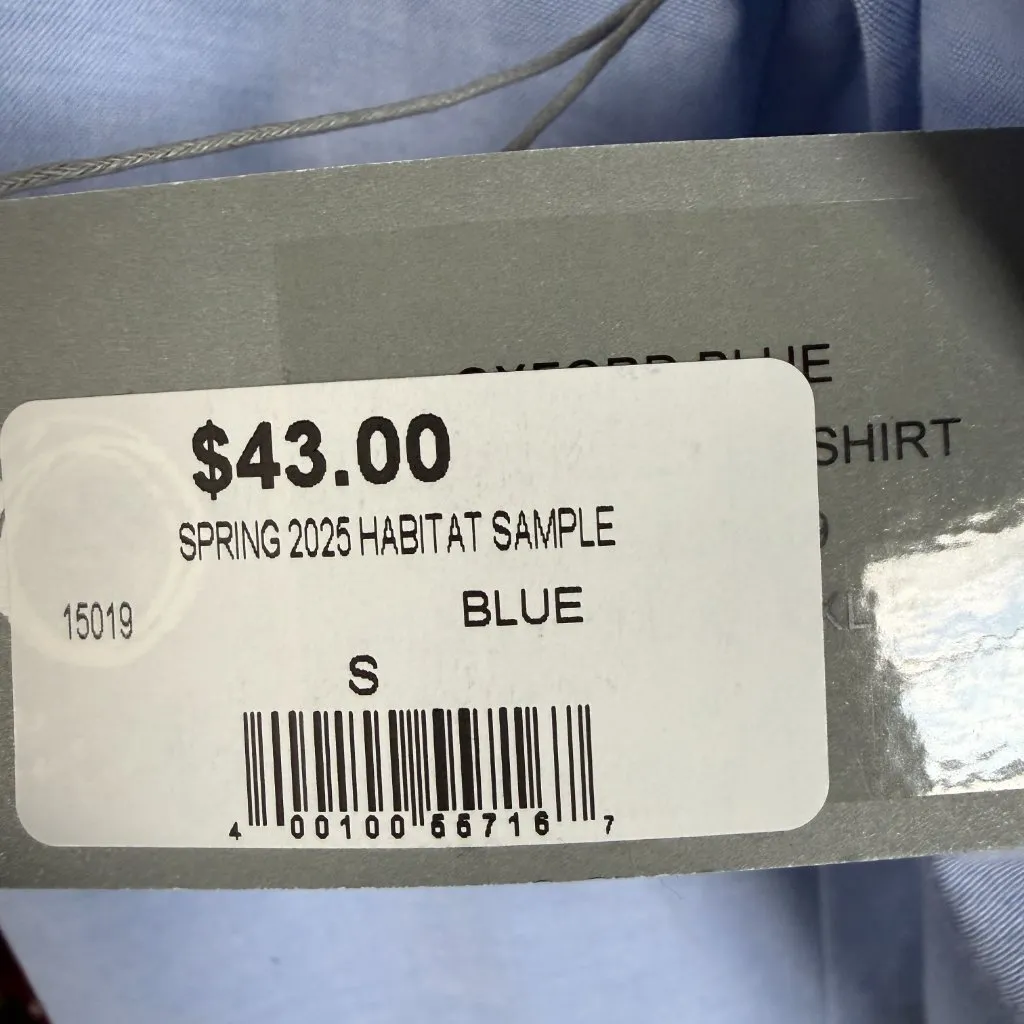 Habitat blue long sleeve collared button down shirt blouse size small - Image 9