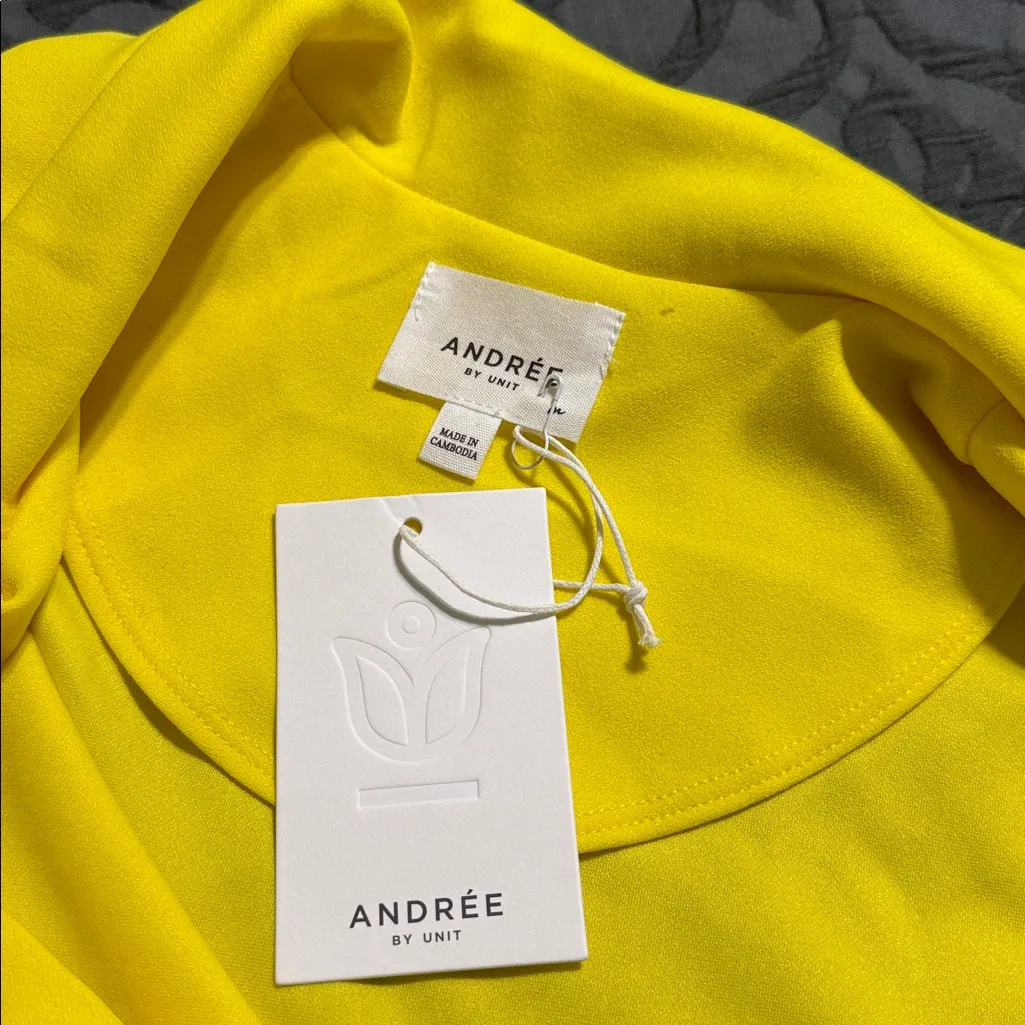 ANDREE BY UNIT women’s size medium yellow lightweight blazer roll up sleeves nwt - Image 9
