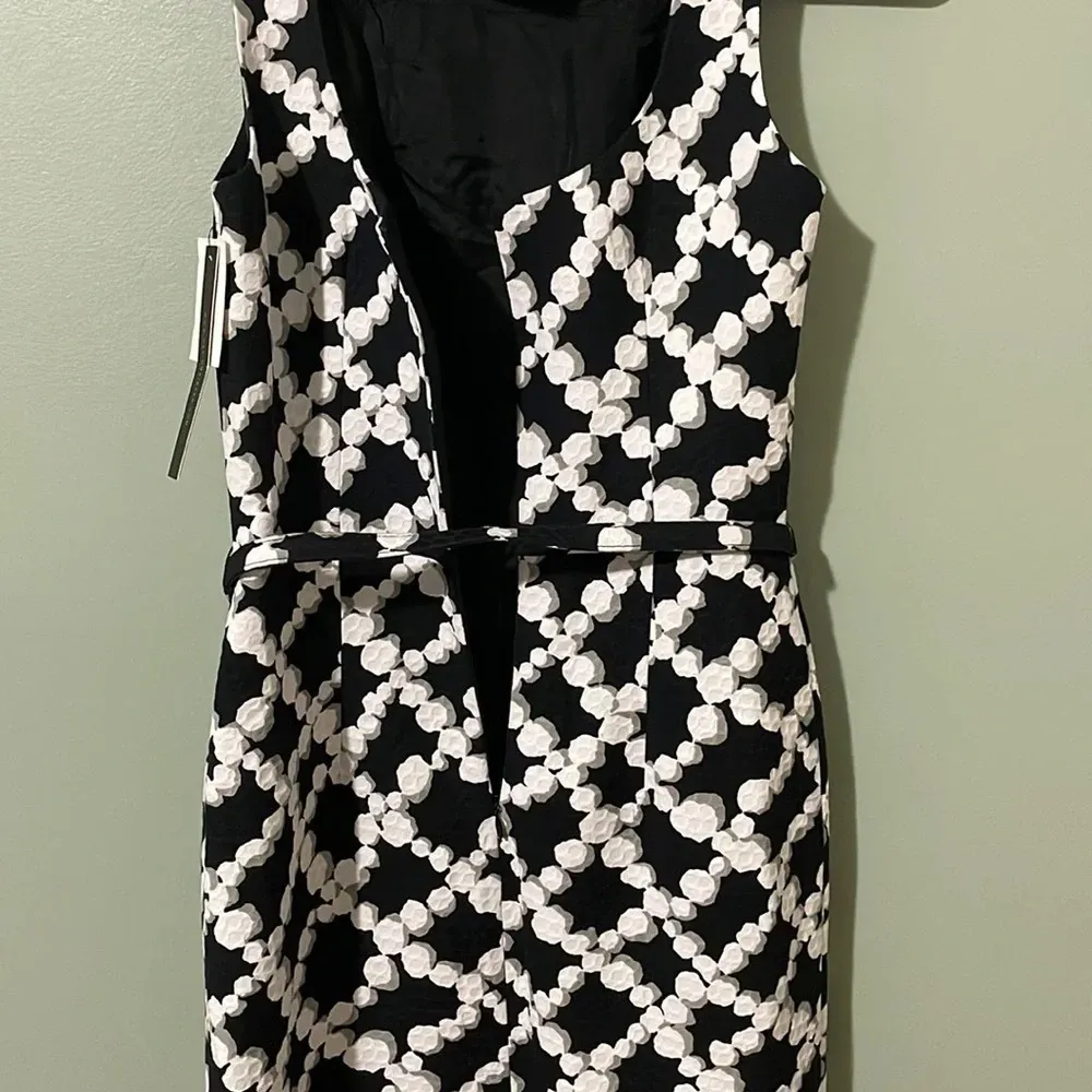 David‎ Meister Black White Geometric Pattern Sleeveless Sheath Dress Size 2 - Image 5
