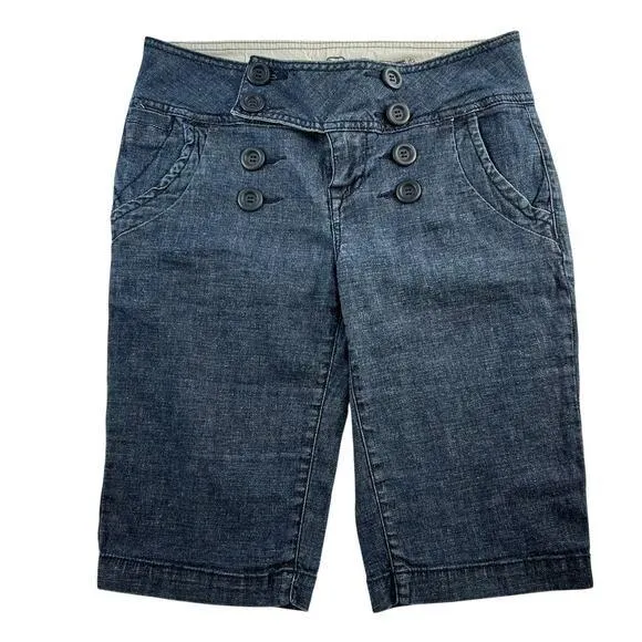 Y2K Zana Di Jrs 9 Bermuda Shorts Low Rise Blue Denim Sailor Long Street Grunge - Image 1