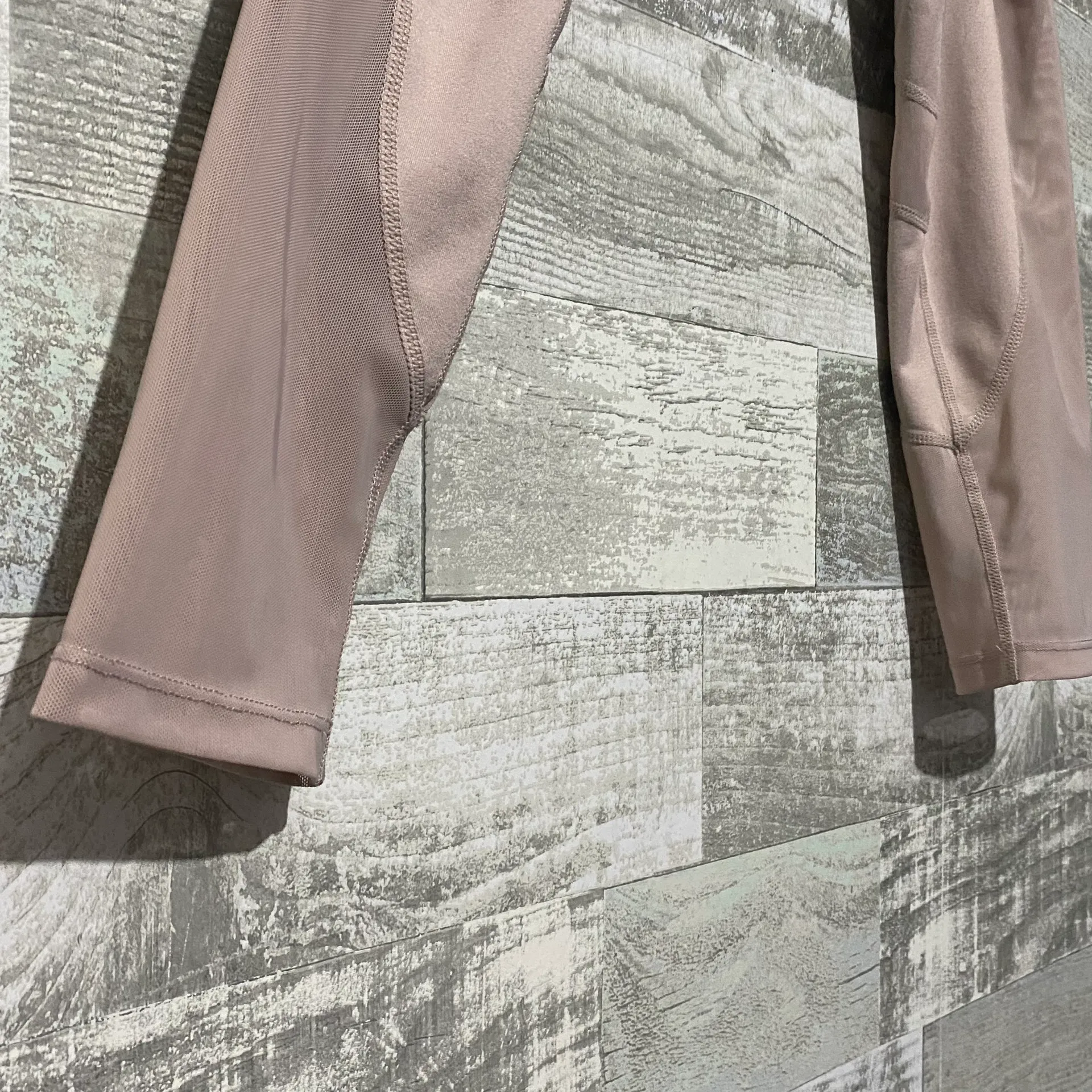 Dry Mesh Leggings Beige Pink Athletic Ladies Small - Image 5