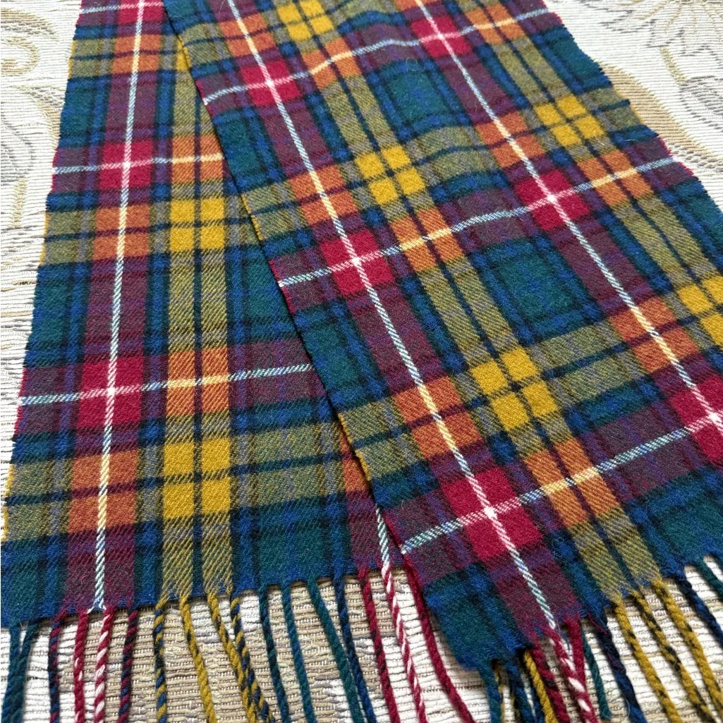 Highland Home Industries Vintage Scarf Buchanan Plaid Tartan Wool Red - Image 2
