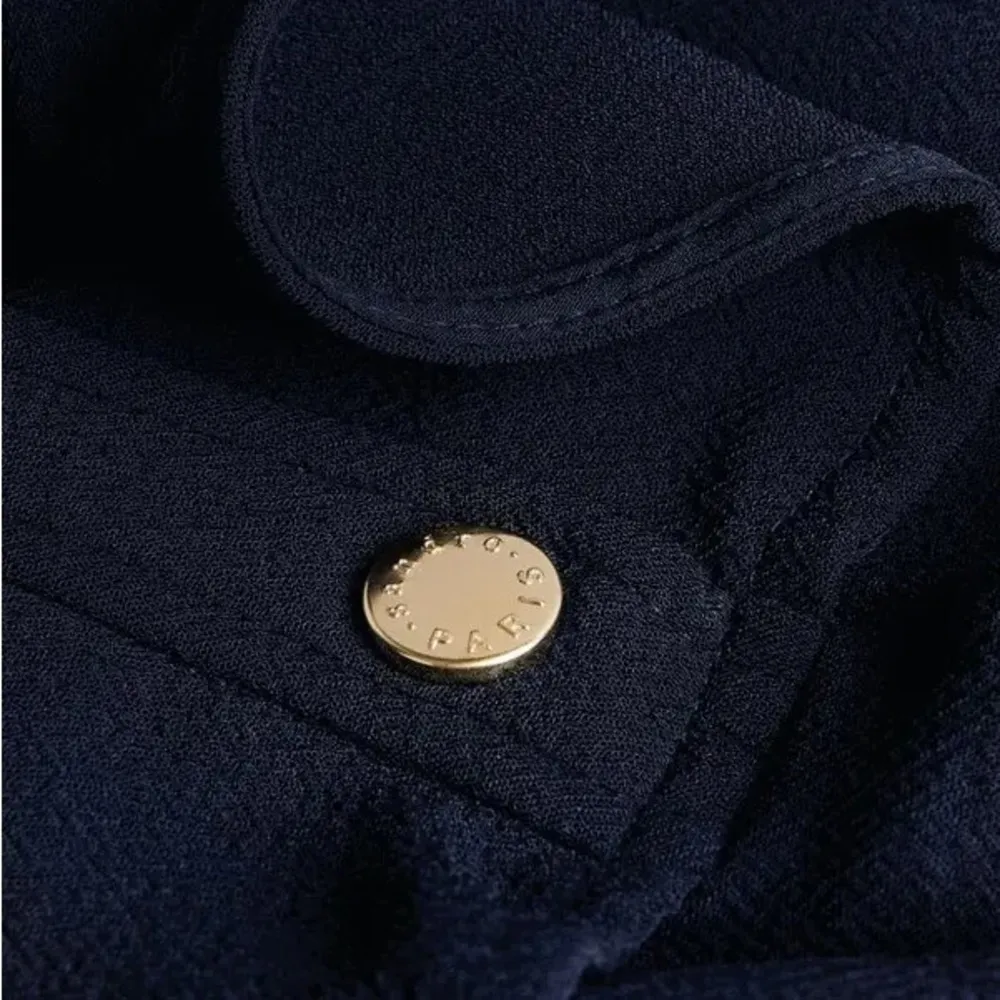 SANDRO Wendy Ruffle Collar Dress, Marine Size FR 36 | US 4, New w/Tag - Image 6