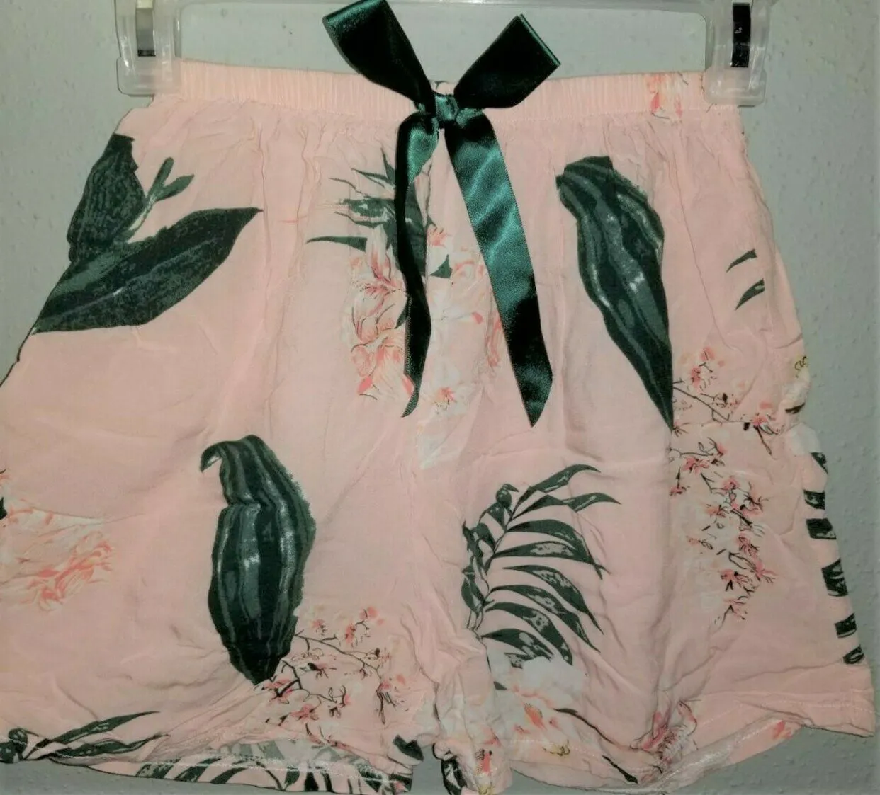 x small Kimono Style Pajama Set Modest Pink and Green Floral 2 PC Size XS - Image 2