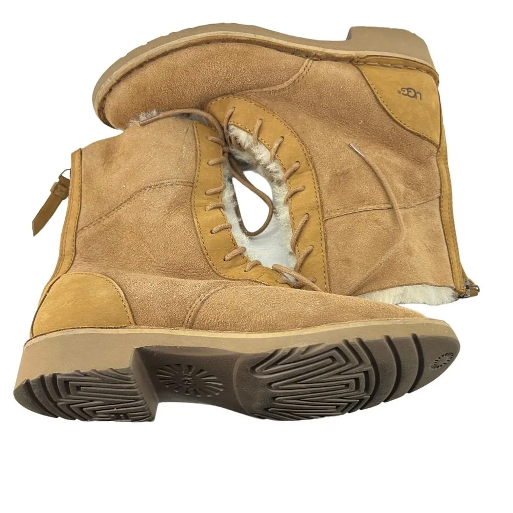 Ugg Daney Suede Wool Lined Lace Up Zipper Back Boots 1017507 Women’s 5.5 - Image 3