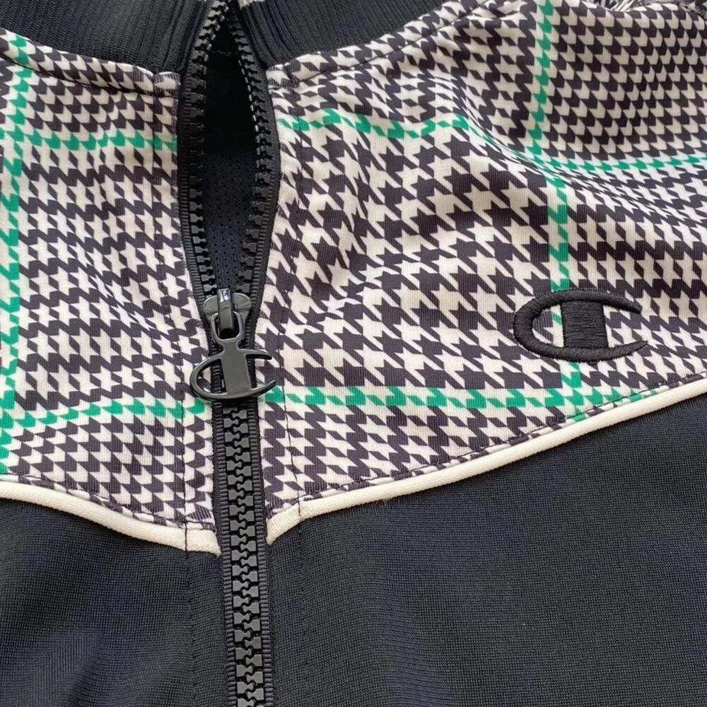 Champion Cropped Houndstooth Track Jacket With Logo Size XS - Image 7