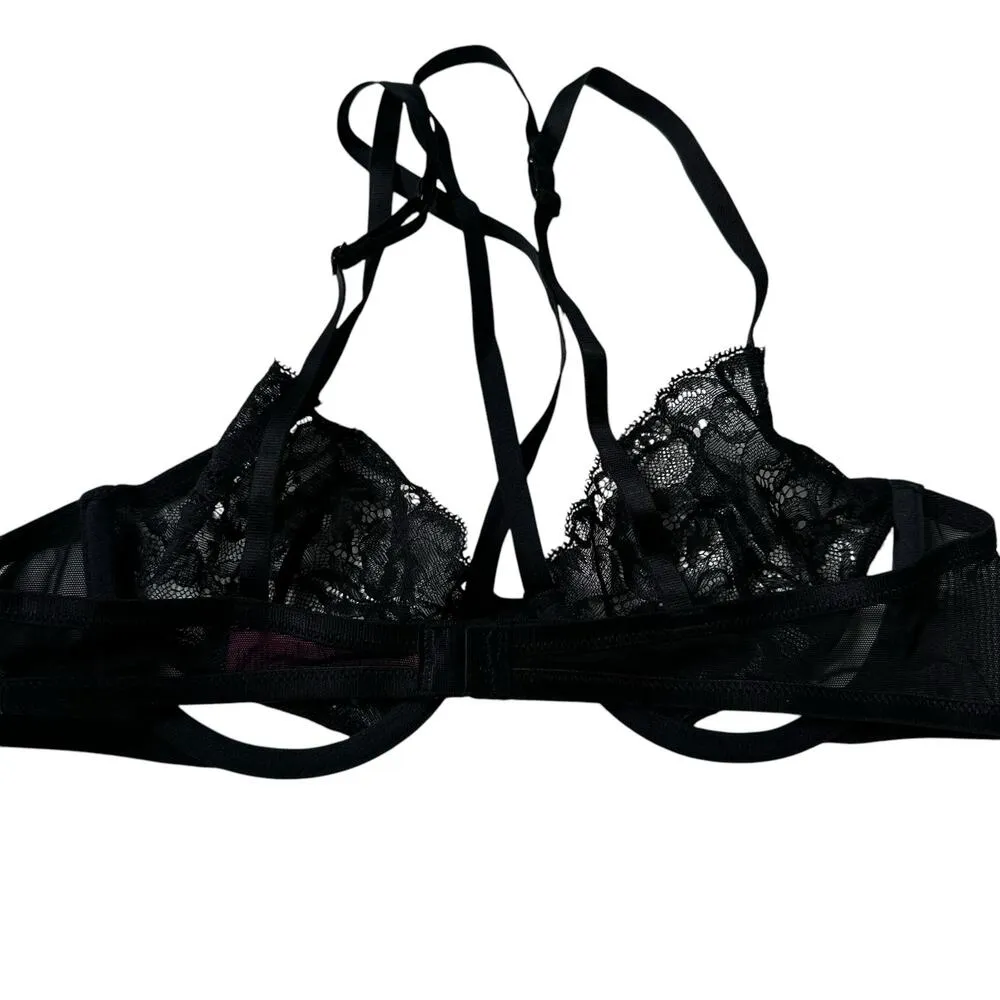 La Senza Black Lace Underwired Lingerie Bralette Women Size Medium | 69-16 - Image 8