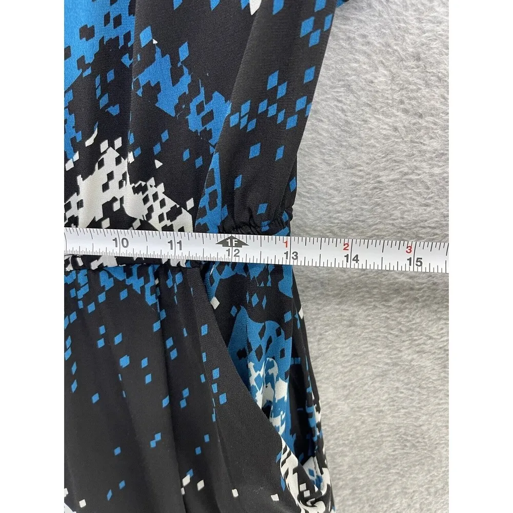 Bisou Bisou Women's Dress A Line Cap Sleeve Black Blue Pockets Unlined Size 10 - Image 5