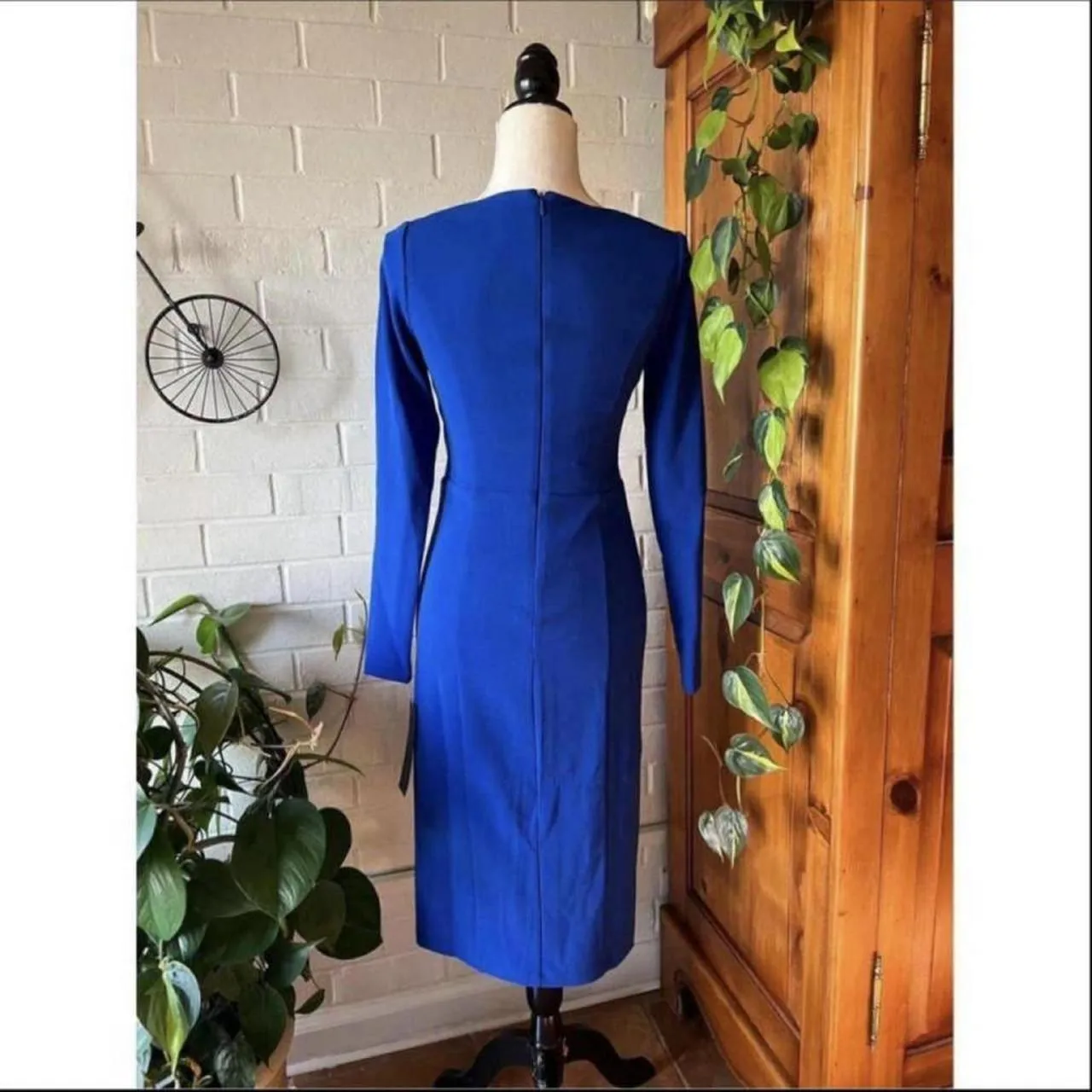 Rachel  Blue Long Sleeve Cutout Dress - Image 2