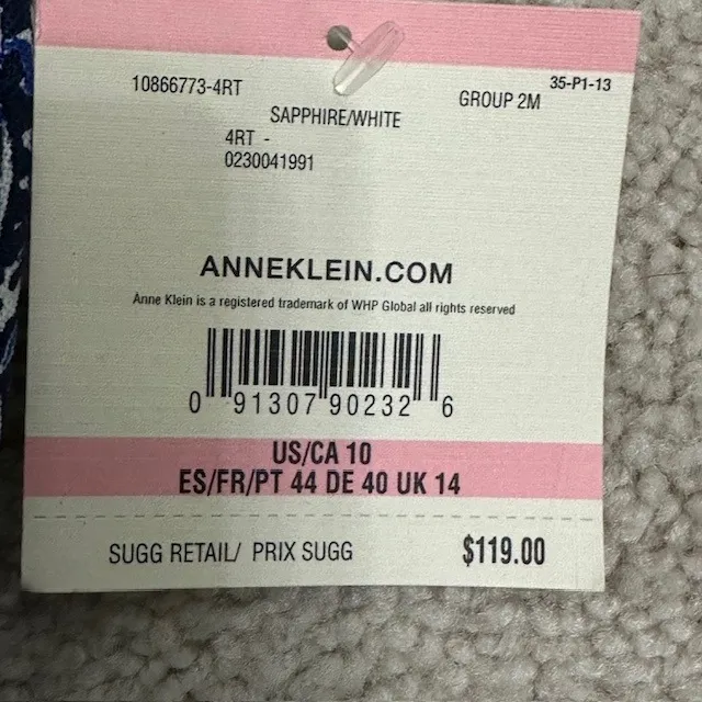 NWT Anne Klein Paisley Print Dress‎ Sleeveless Linen Blend White Blue Size 10 - Image 12