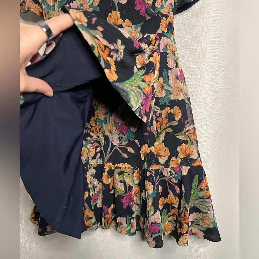Adelyn Rae Penelope Ruffle Dress in Navy Floral XS - Image 8