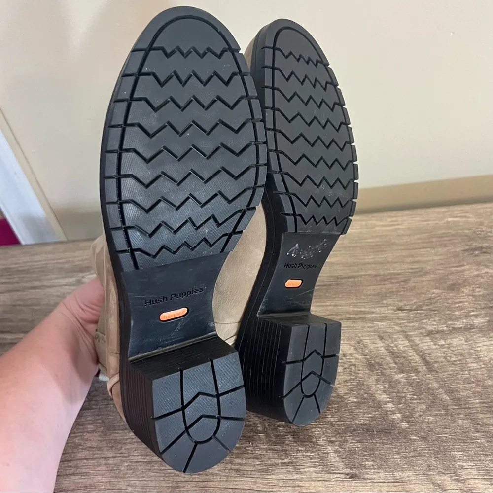 Hush Puppies  Bounce Moyen Leather Boots Booties Beige Tan Women’s 9.5 Pull On - Image 11