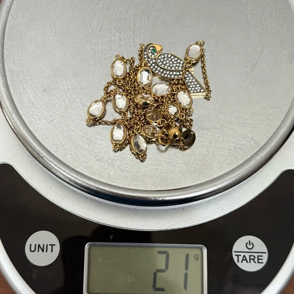 JUICY COUTURE Gold-tone Rhinestones Parrot Station 34” Necklace 21g. - Image 10