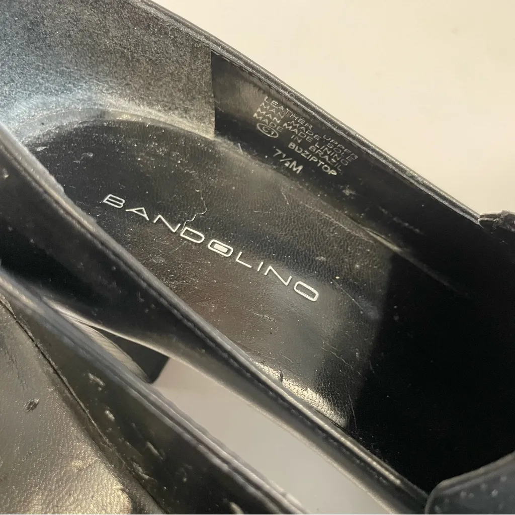 Bandolino Women's 7.5 M Vintage Y2K Black Leather Buckle Square Toe Pumps Heels - Image 3