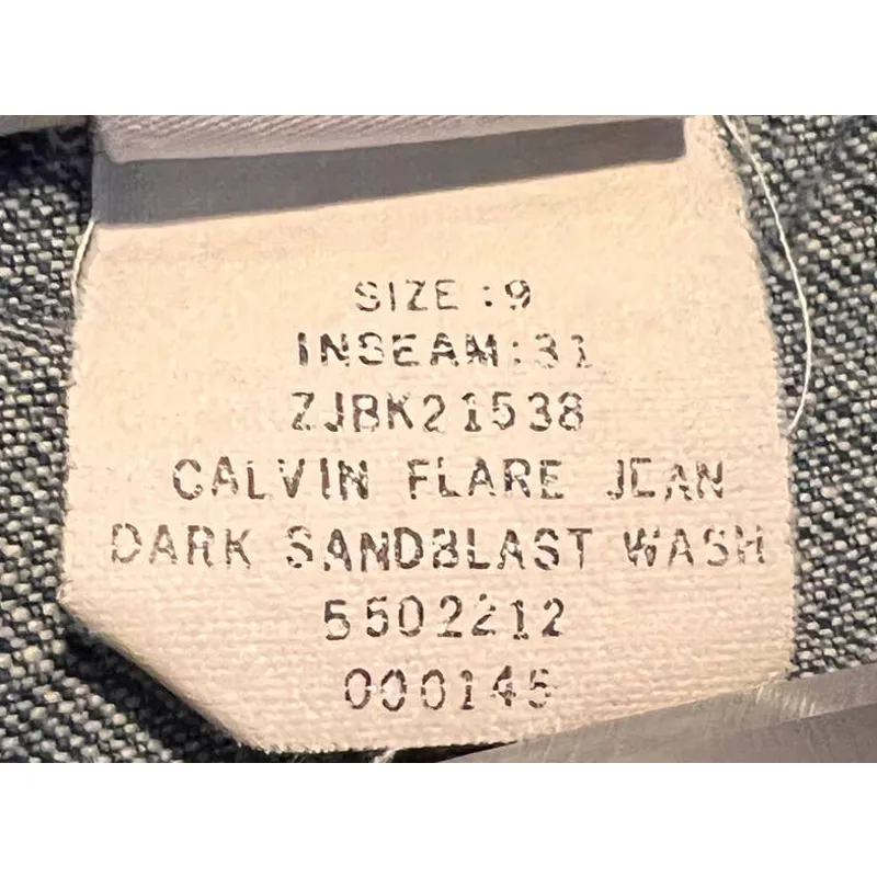 Calvin Klein Flare Jean Dark Sandblast Wash Size 9 30' Inseam‎ x 15" Waist x 9" - Image 4