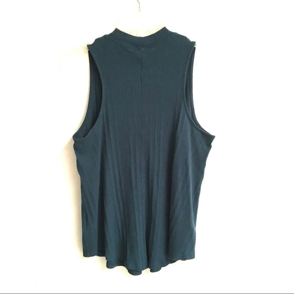 Free People Faye teal keyhole sleeveless top S - Image 5