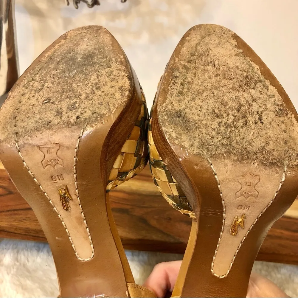 J Vincent Woven Leather Platform Heels Size 8 - Image 12