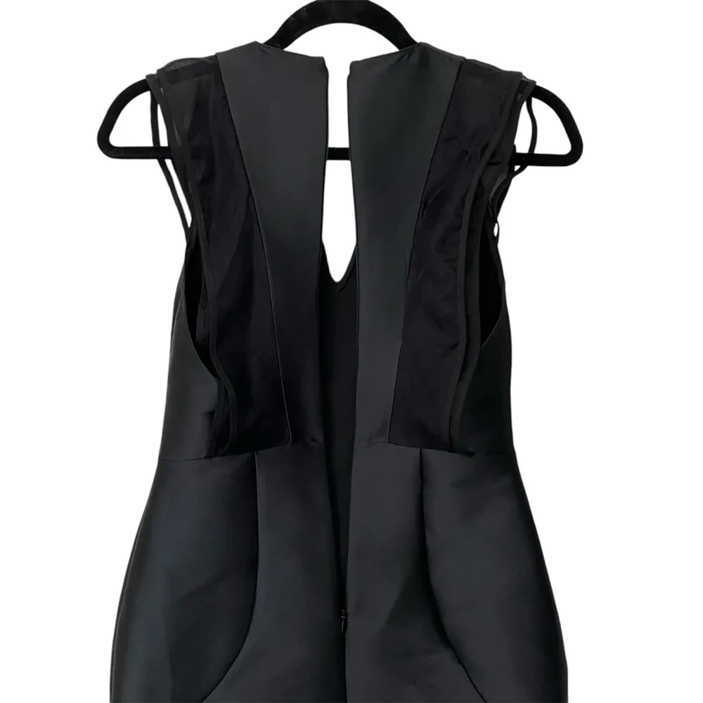 Structured Black Evening Gown 6 Ruffle cap sleeve Black Tie Formal - Image 7