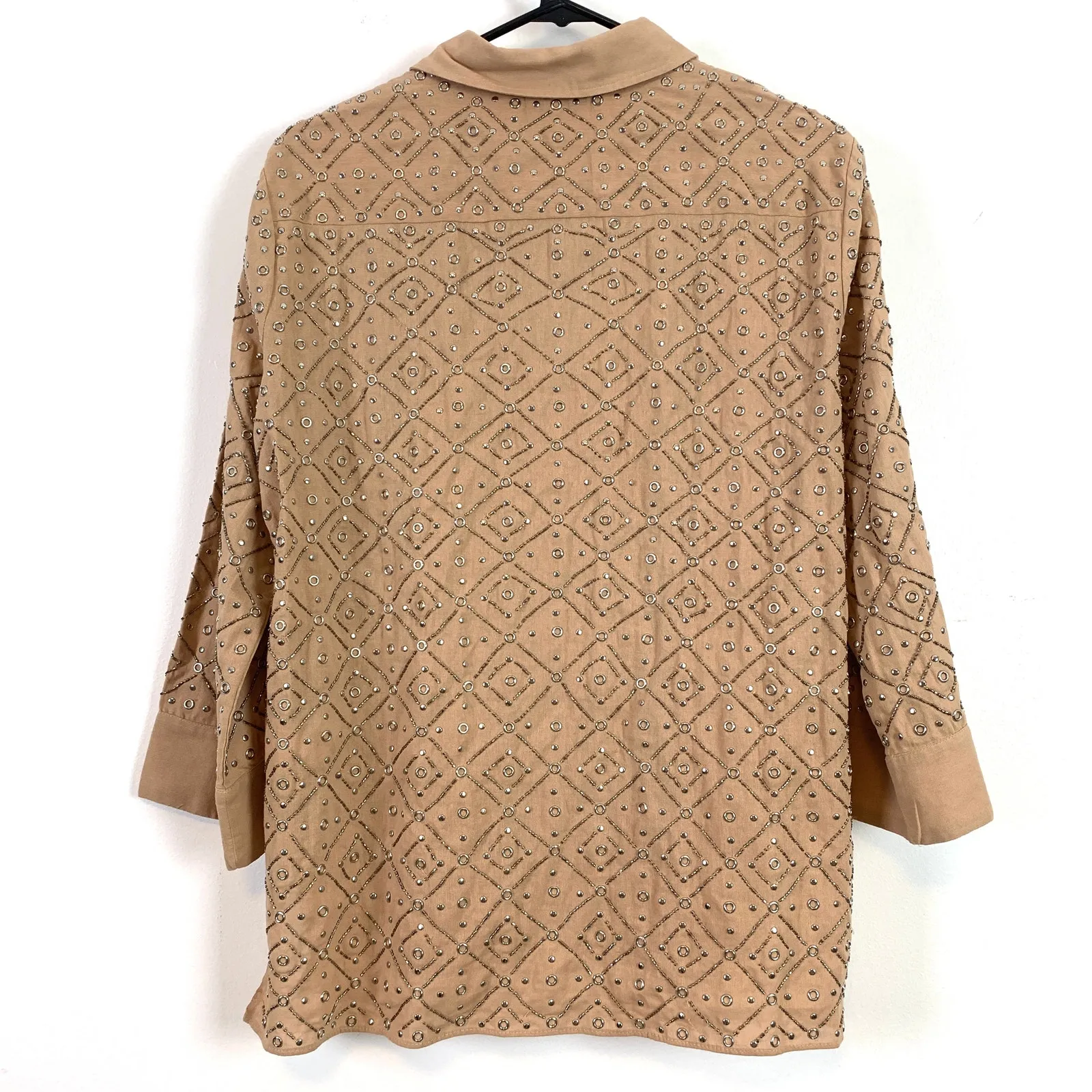 NWT SET Zara Beaded Embroidery Grommet Shirt Relaxed Short Two Piece Size L/XL - Image 12