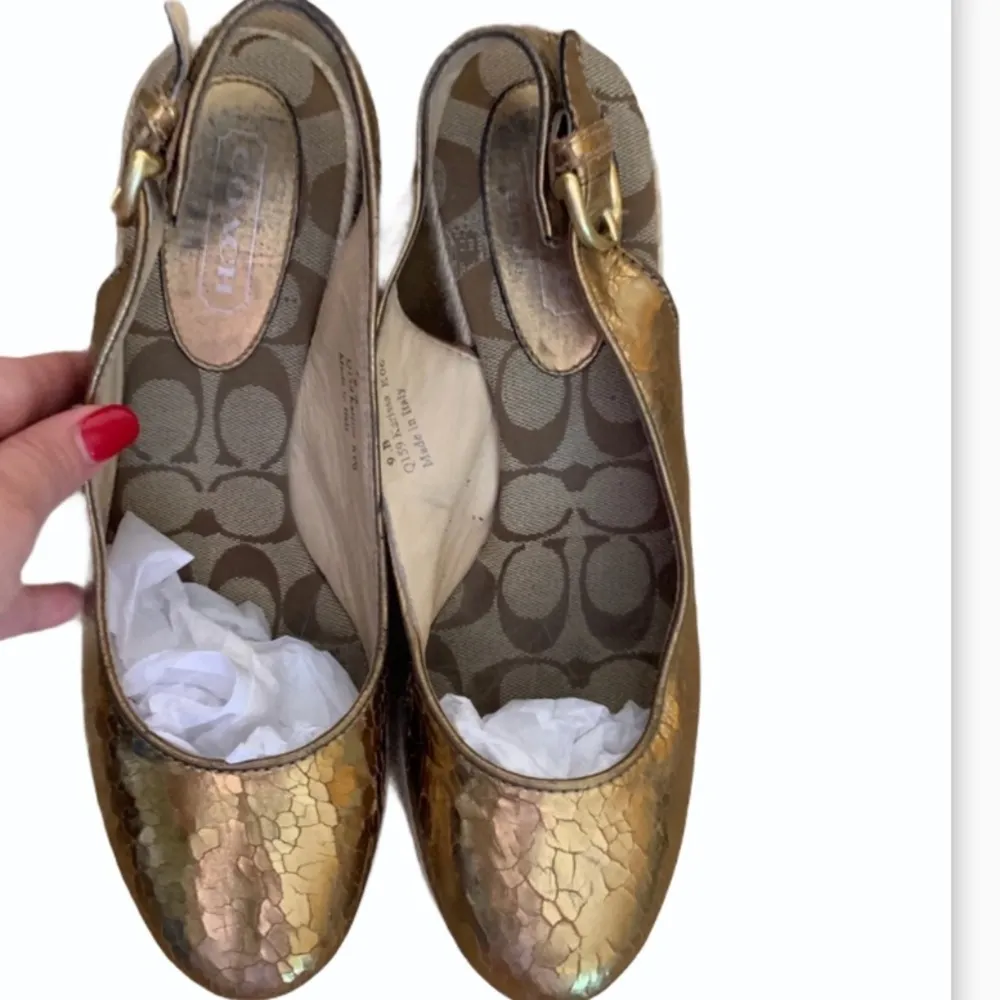 Coach Gold Espadrille Wedges - Image 2