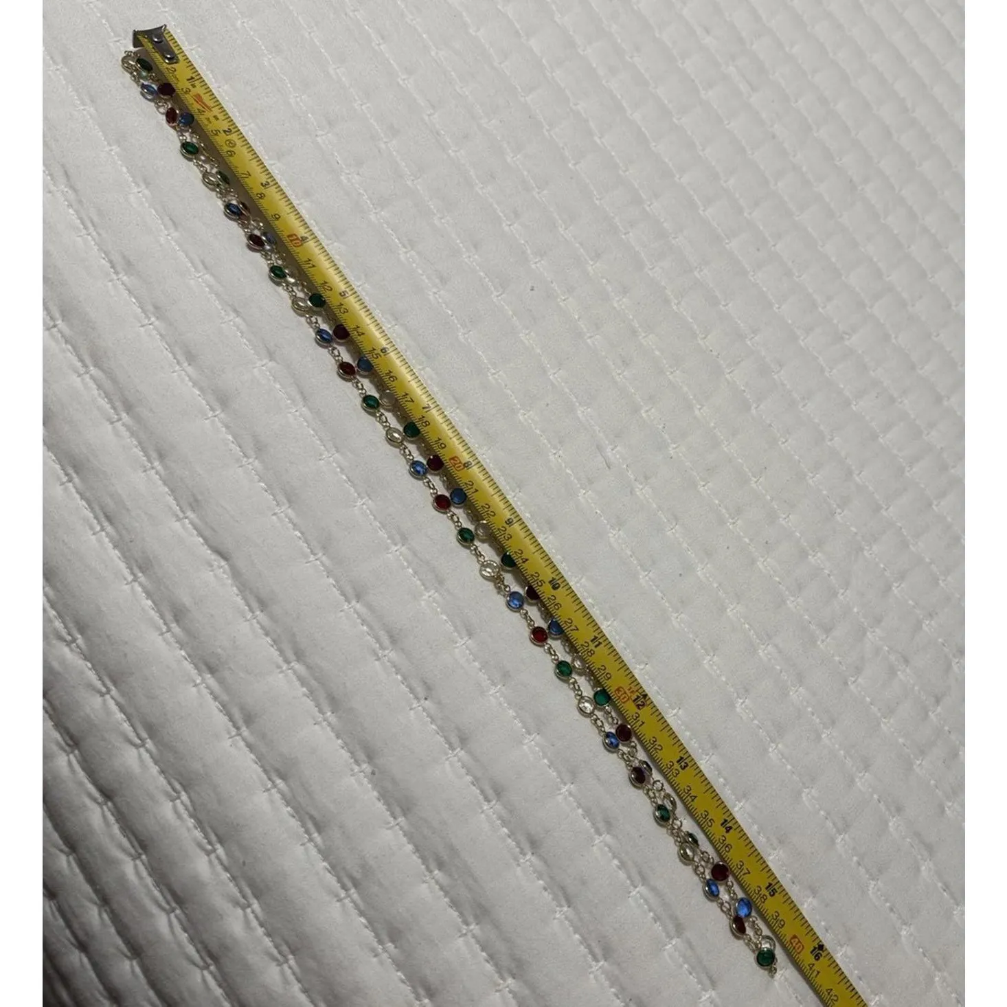 Swarovski Crystal (Swan Signed) Colorful Red Green Blue Clear Gold Tone Necklace - Image 9