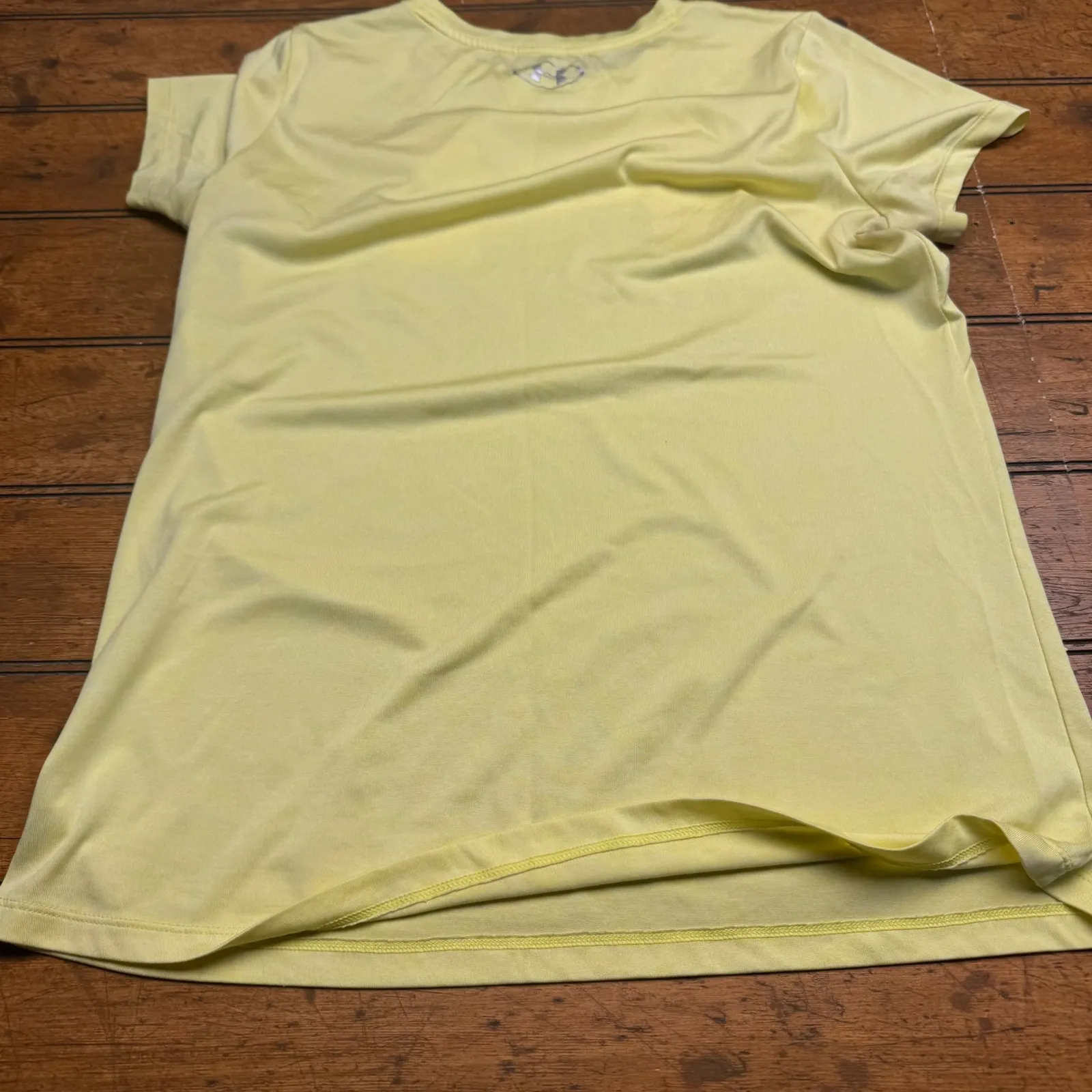 Under Armour HeatGear Loose Fit T Shirt Women's Medium Yellow Athletic - Image 4