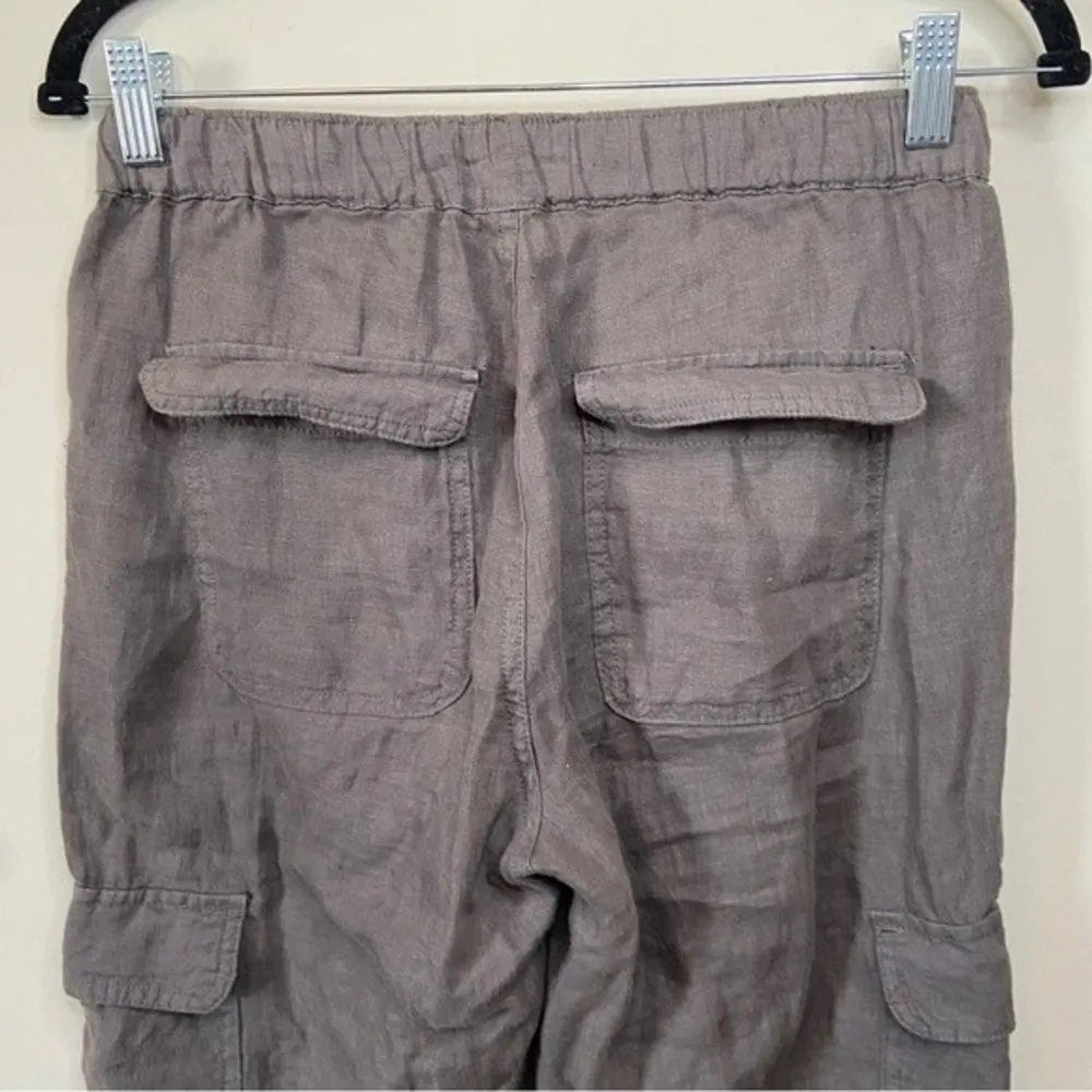 Nicole Miller Pewter Grey Linen Cargo Utility Joggers Size Small - Image 8