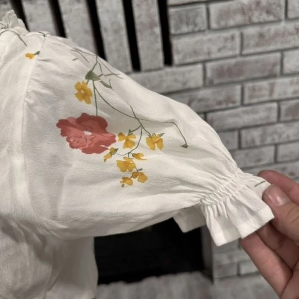 Capulet‎ Revolve Floral Cottage Core Peasant Ruffle Top Blouse Cropped Medium - Image 2