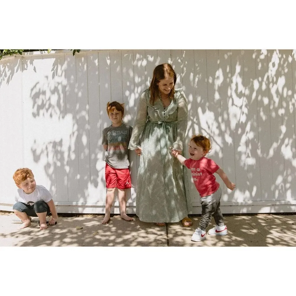 💕DOEN💕 Assam Dress Sweet Daisy Light Green Micro Floral Print Medium - Image 9