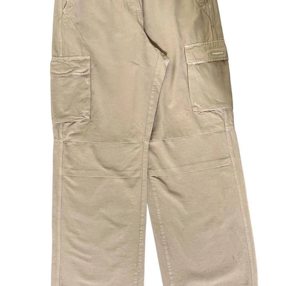 Coperni Canvas Wide Leg Cargo‎ Pants in Beige Tan Size 10 - Image 9