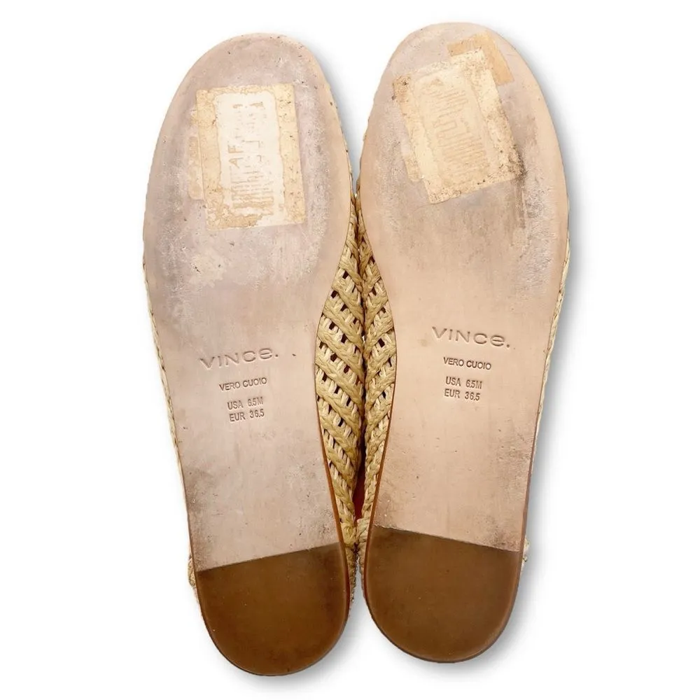 Vince Davis Raffia Loafer Size 6.5 Woven Flat Slip On Natural Beige Summer Shoe - Image 14