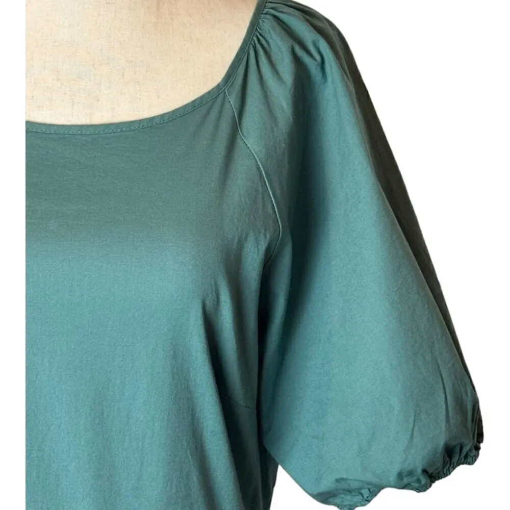 Peter Som Collective Dress Womens 12 Green Puff‎ Sleeve Tie Fit And Flare Mini - Image 8