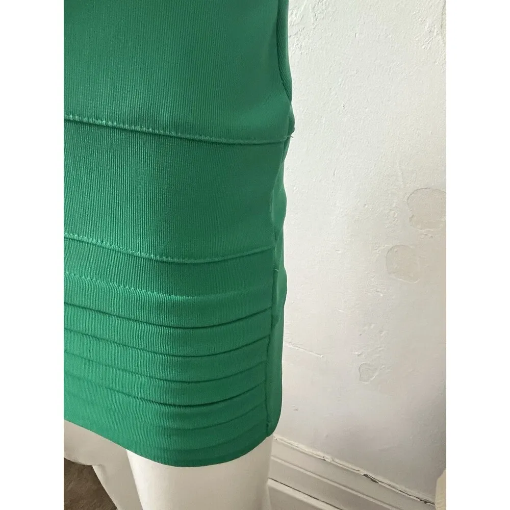 Y2K Tobi Green V Neck Bandage polyester stretch curve hugging Bodycon Dress M - Image 11