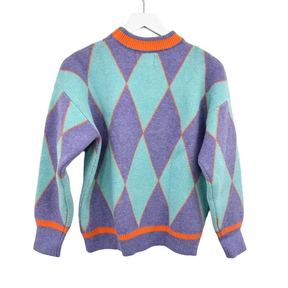 Cider Purple Preppy Argyle Sweater Small Large - Image 5