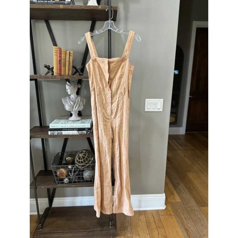 A.L.C. Winslow Wide Leg Sleeveless Linen Jumpsuit Biscotti Tan Womens Size 0 - Image 4