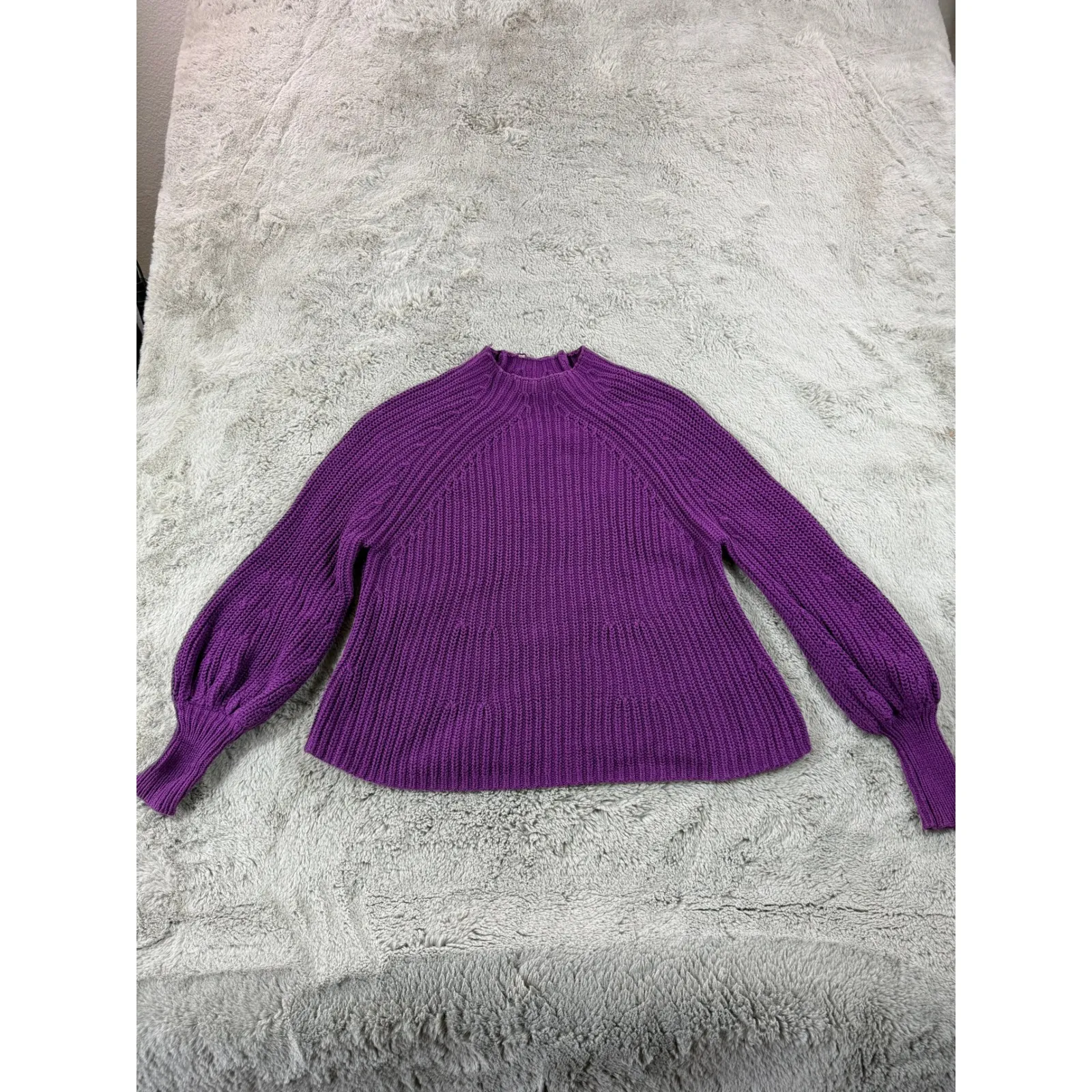 APIECE APART Purple Mock Neck Balloon Sleeve Knit Sweater Cashmere Blend XS $395 - Image 2